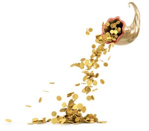 Cornucopia - Golden coins isolated